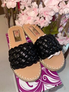 Black Braided Slide Sandals - Women
